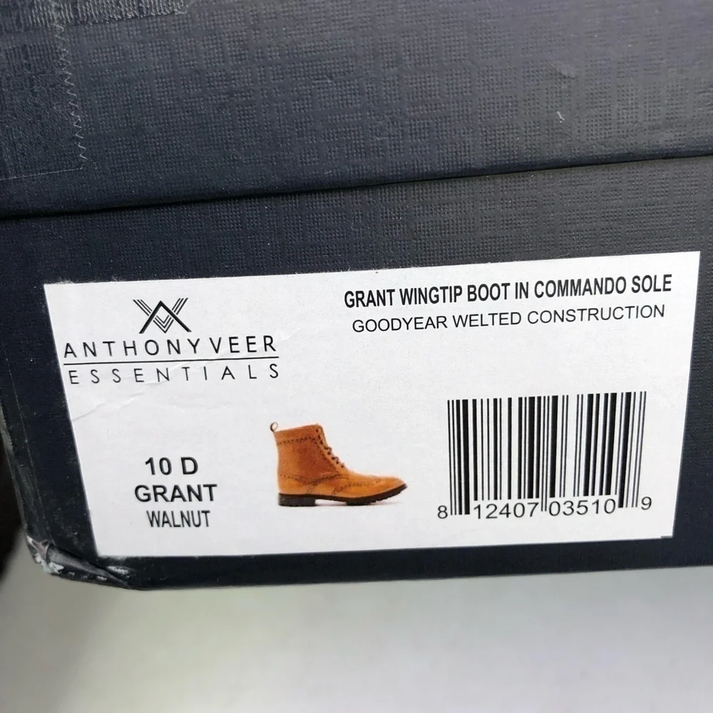 Anthony Veer Grant Walnut Leather Lace Up Boots Size 10D